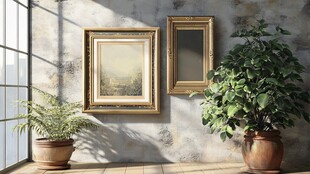 室内墙面装饰画与绿植景观