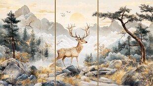 山林灵鹿 自然诗意画卷