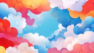 梦幻多彩云朵天空背景