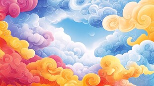 梦幻绚丽云朵天空背景图