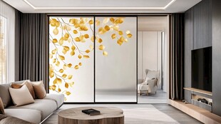 银杏花纹玻璃的现代客厅