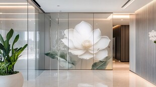 现代简约大厅的花卉墙饰