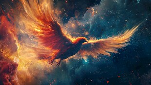 翱翔宇宙的奇幻火焰飞鸟