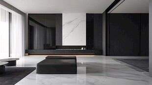 极简黑白风现代客厅空间