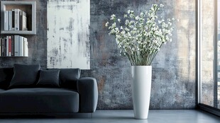 现代简约风客厅插花装饰