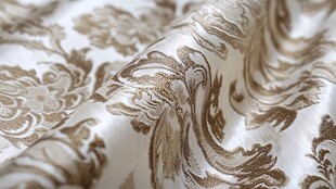 奢华金色花纹精美刺绣布料