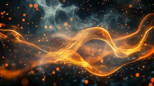 梦幻橙色光带烟雾背景图