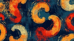 复古风色彩斑斓漩涡图案