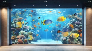 室内大型绚丽海底观赏鱼缸