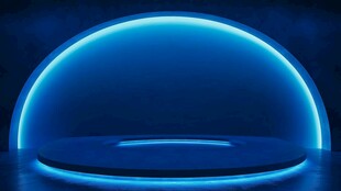 蓝色弧形灯光展示台