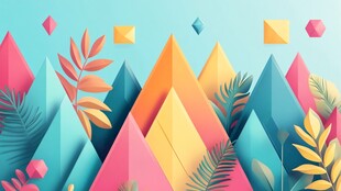 多彩几何与植物的梦幻组合