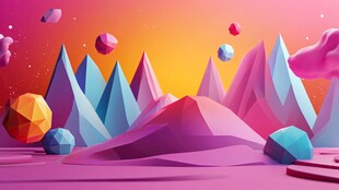梦幻低多边形风格立体场景