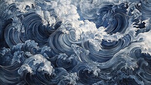 汹涌澎湃的海洋波涛景象