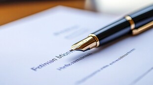 钢笔置于合同文件之上