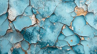 蓝漆剥落墙面纹理特写