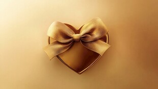 金色心形礼盒配蝴蝶结