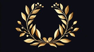 金色叶状花环设计元素