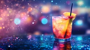 梦幻光影下的缤纷鸡尾酒
