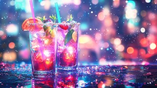 梦幻炫彩双杯鸡尾酒