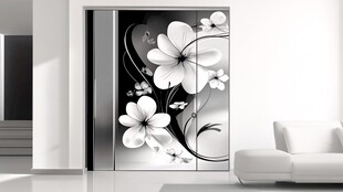黑白花卉图案时尚衣柜门