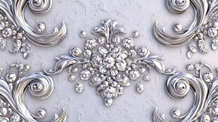 奢华银饰钻石花纹装饰