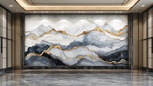 现代奢华山水背景墙设计