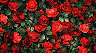 热烈红玫瑰花卉背景图
