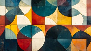 多彩几何拼接抽象艺术画作