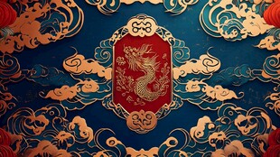 中式龙纹国风传统背景图