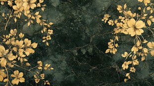 墨绿底金色花卉图案背景