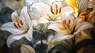 梦幻白百合艺术插画