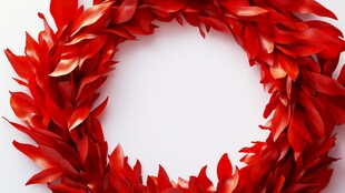 红色叶片花环装饰图