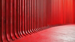 红色褶皱墙面室内空间