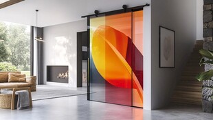 现代客厅中的艺术移门设计