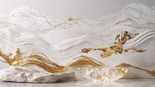 山水纹理大理石艺术摆件