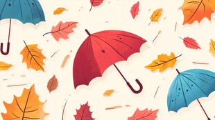 秋日雨伞与落叶的梦幻组合
