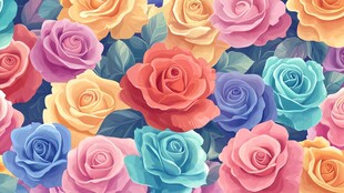 缤纷多彩玫瑰花图案背景