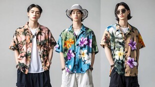 时尚男士花衬衫穿搭展示