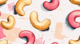 腰果与甜甜圈的趣味图案