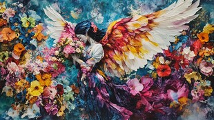 梦幻花中天使插画艺术