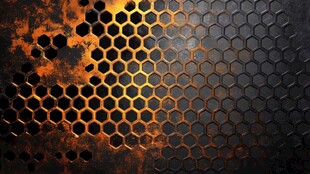 锈迹蜂窝金属质感背景图