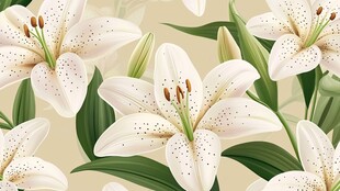 优雅白百合花卉图案