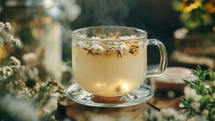 一杯清新洋甘菊茶的惬意时光