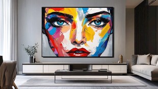 客厅中的多彩艺术美女挂画