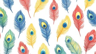 多彩孔雀羽毛无缝图案