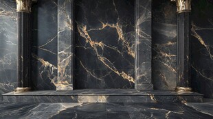 黑金大理石罗马柱奢华空间