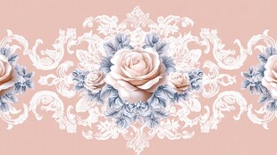 粉色背景花卉复古花纹图案