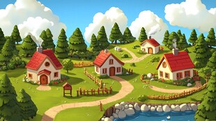 乡村小屋的梦幻田园风光