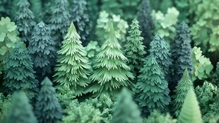 微型绿色针叶林景观