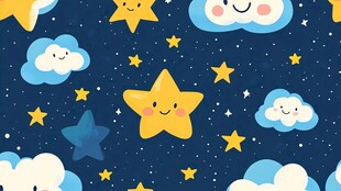 可爱星空云朵童趣图案